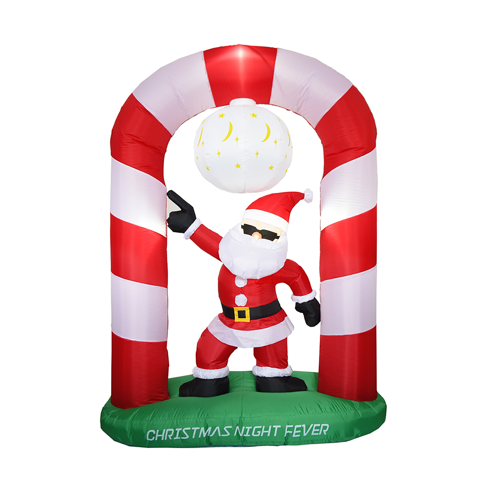 240cm kerst opblaasbare disco santa onder boog (led-verlichting)