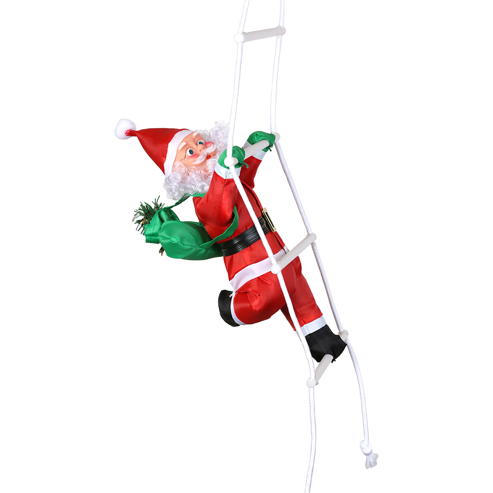 Kerstman klimmen op touw /ladder kerstornament voor kerstboom