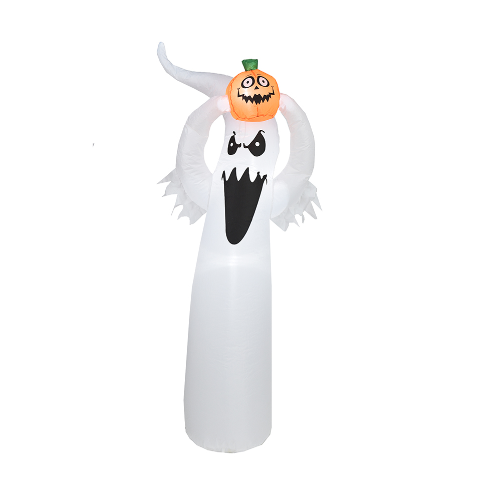 180cm Halloween opblaasbare witte ghost hold pompoen buitendecoratie (ingebouwde led)