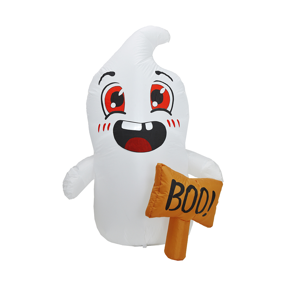 120cm Halloween opblaasbare witte ghost hold boo sign opblaasbare (ingebouwde led)